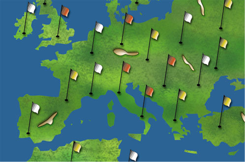 Ira Schneider - Planet Golf,digital print made at ZKM Karlsruhe 2000
