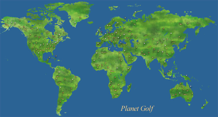 Ira Schneider - Planet Golf,digital print made at ZKM Karlsruhe 2000